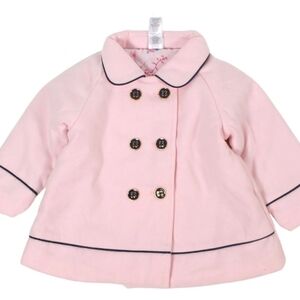Little Me Pink Pea Coat with Black Accents
